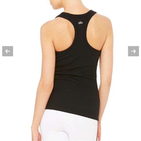 Alo Yoga support ribbed racerback tank Built In Bra Size Small Black - Picture 2 of 10